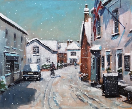 "Snowy Street Lympstone" 30 x 25cm
£350 framed £295 unframed